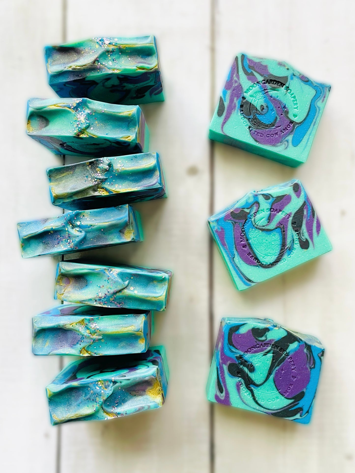 Ten bars of handmade soap.
