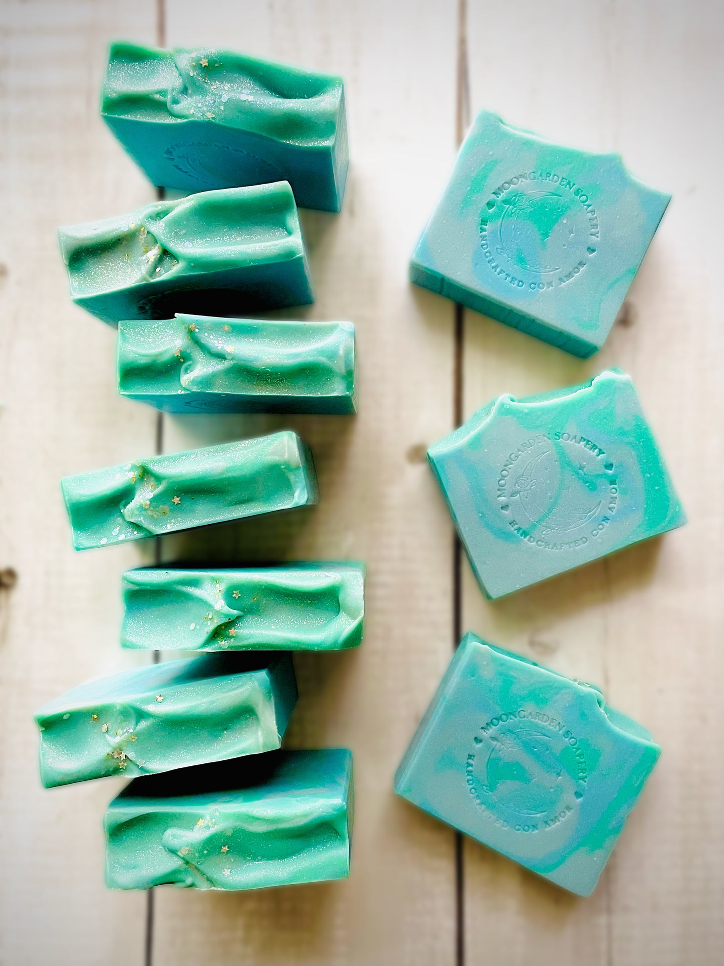 Ten bars of handmade soap.