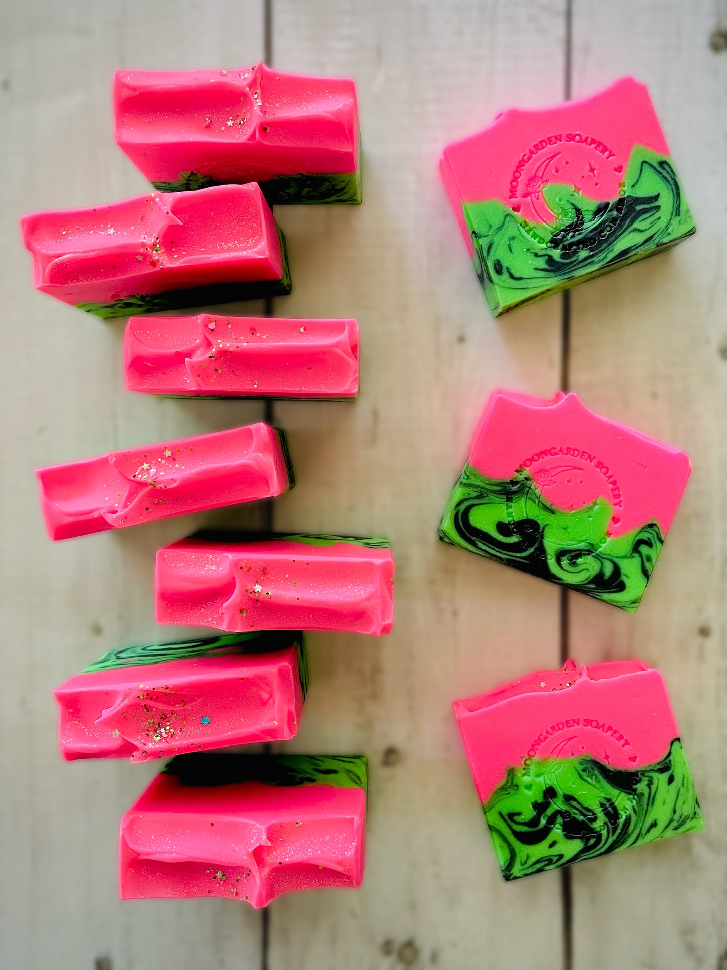 Ten bars of handmade soap.