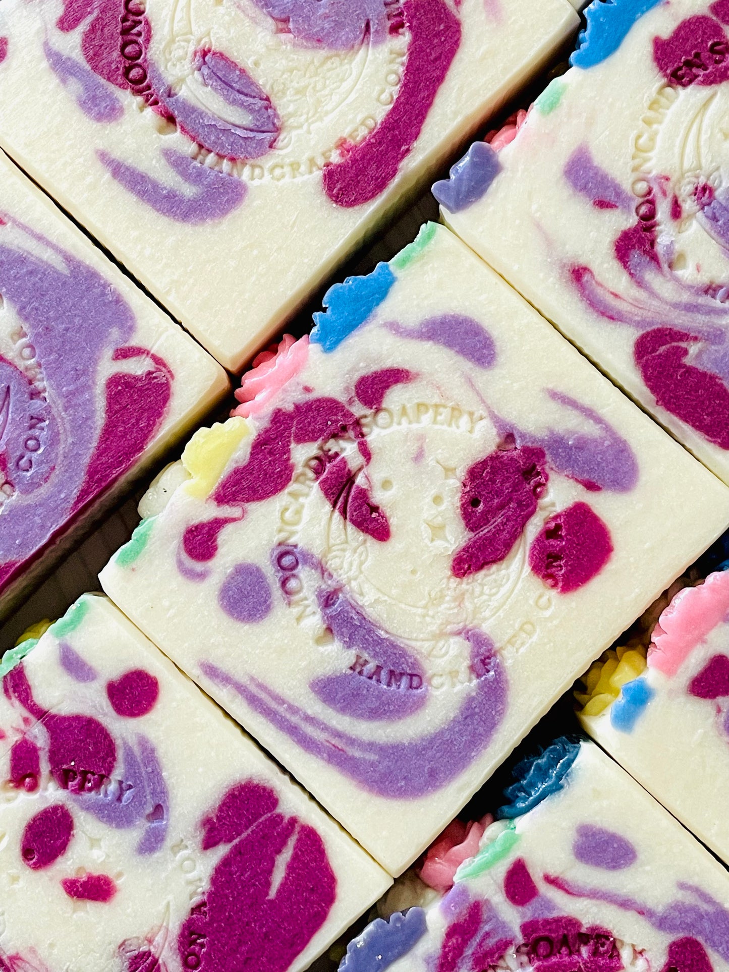 A closeup of Mrs. Oleson bar soaps.