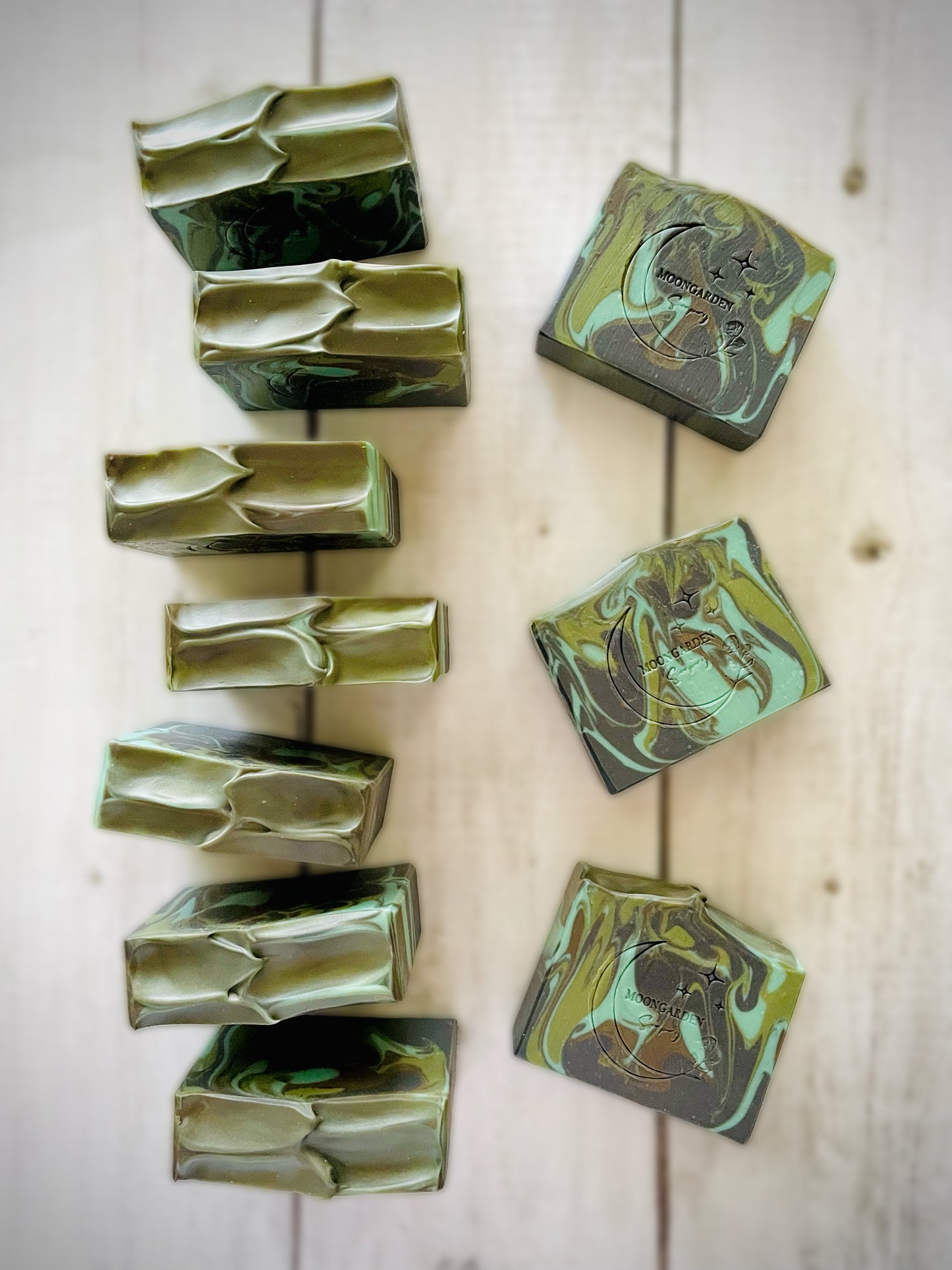 Ten bars of handmade soap.