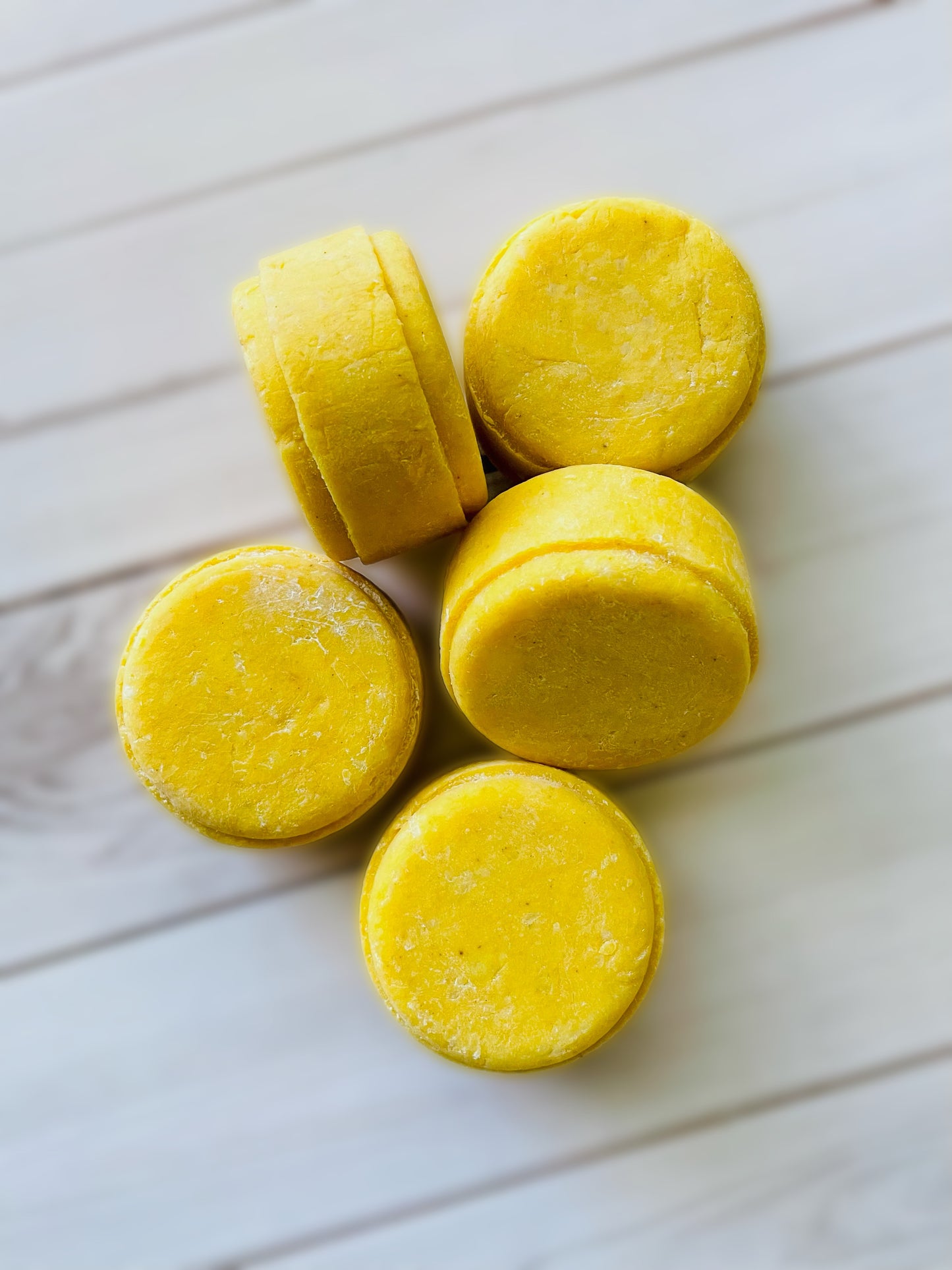 Five bars of solid shampoo.