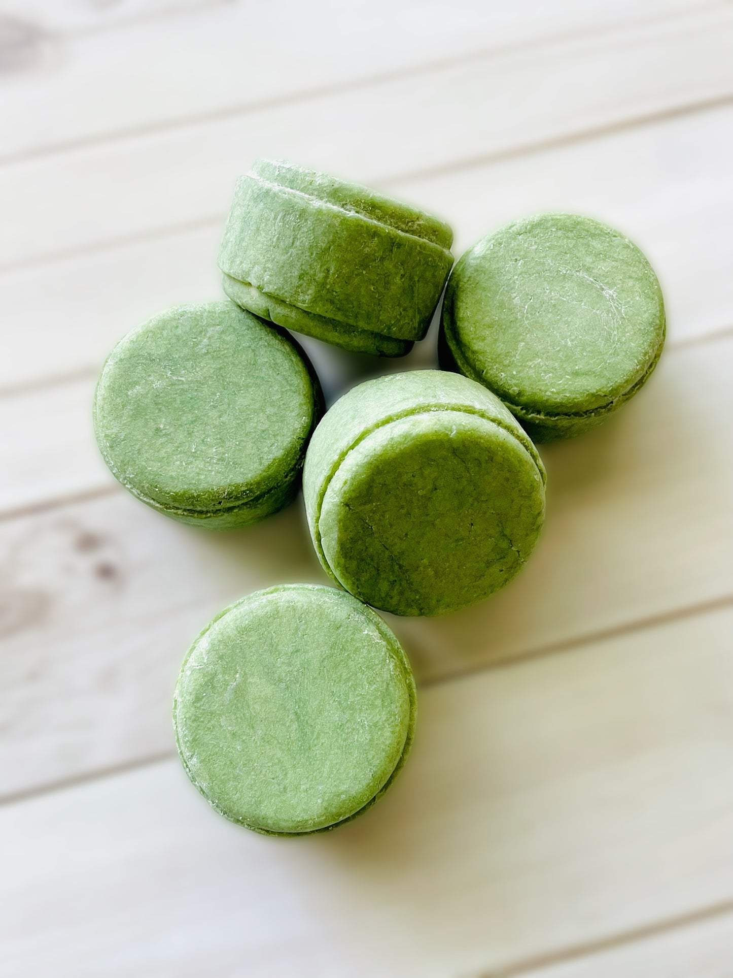 Five bars of solid shampoo.