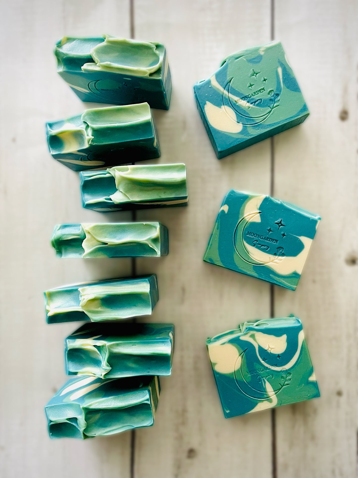 Ten bars of handmade soap.
