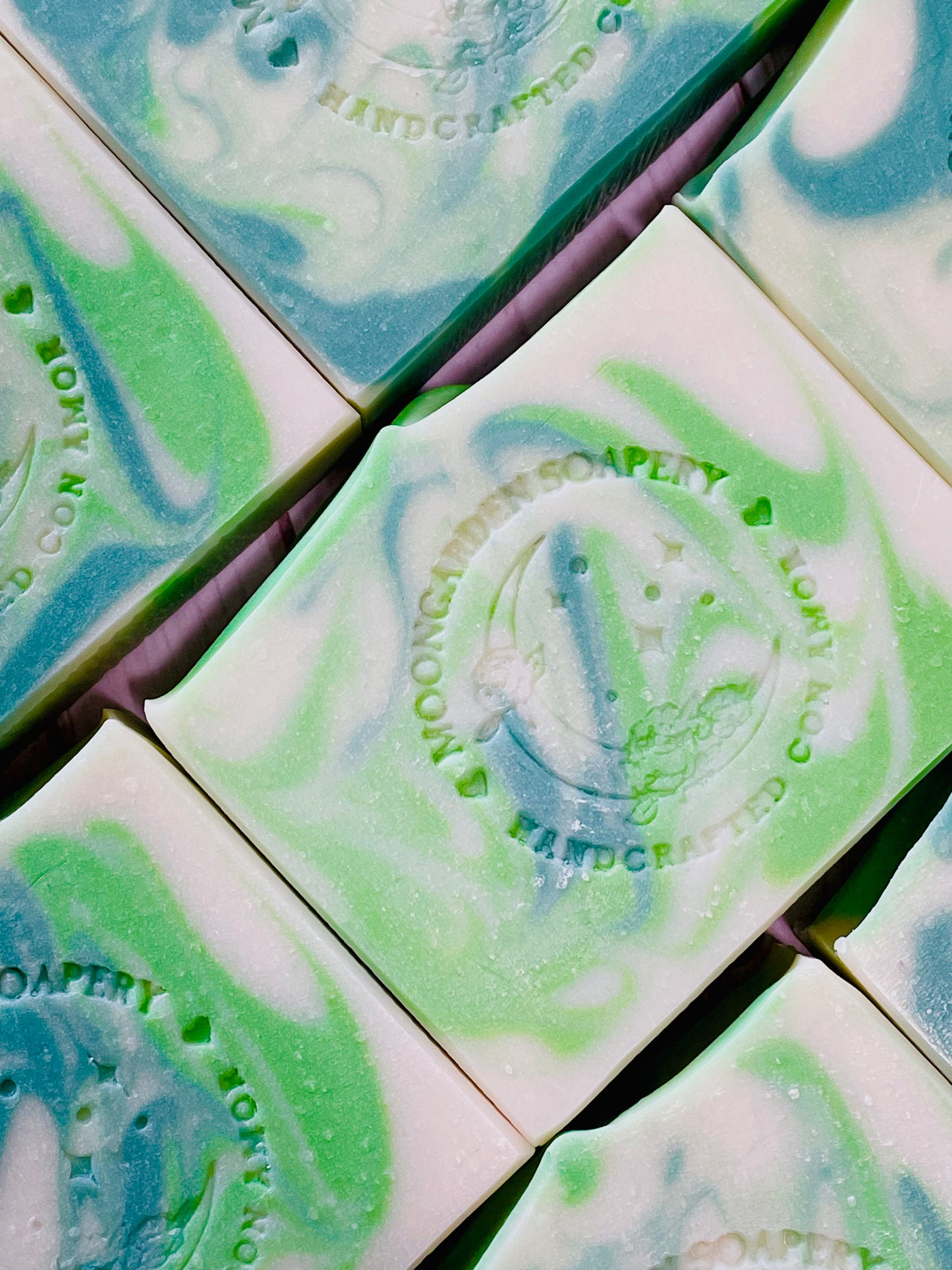 A closeup of some Cool It bar soaps.