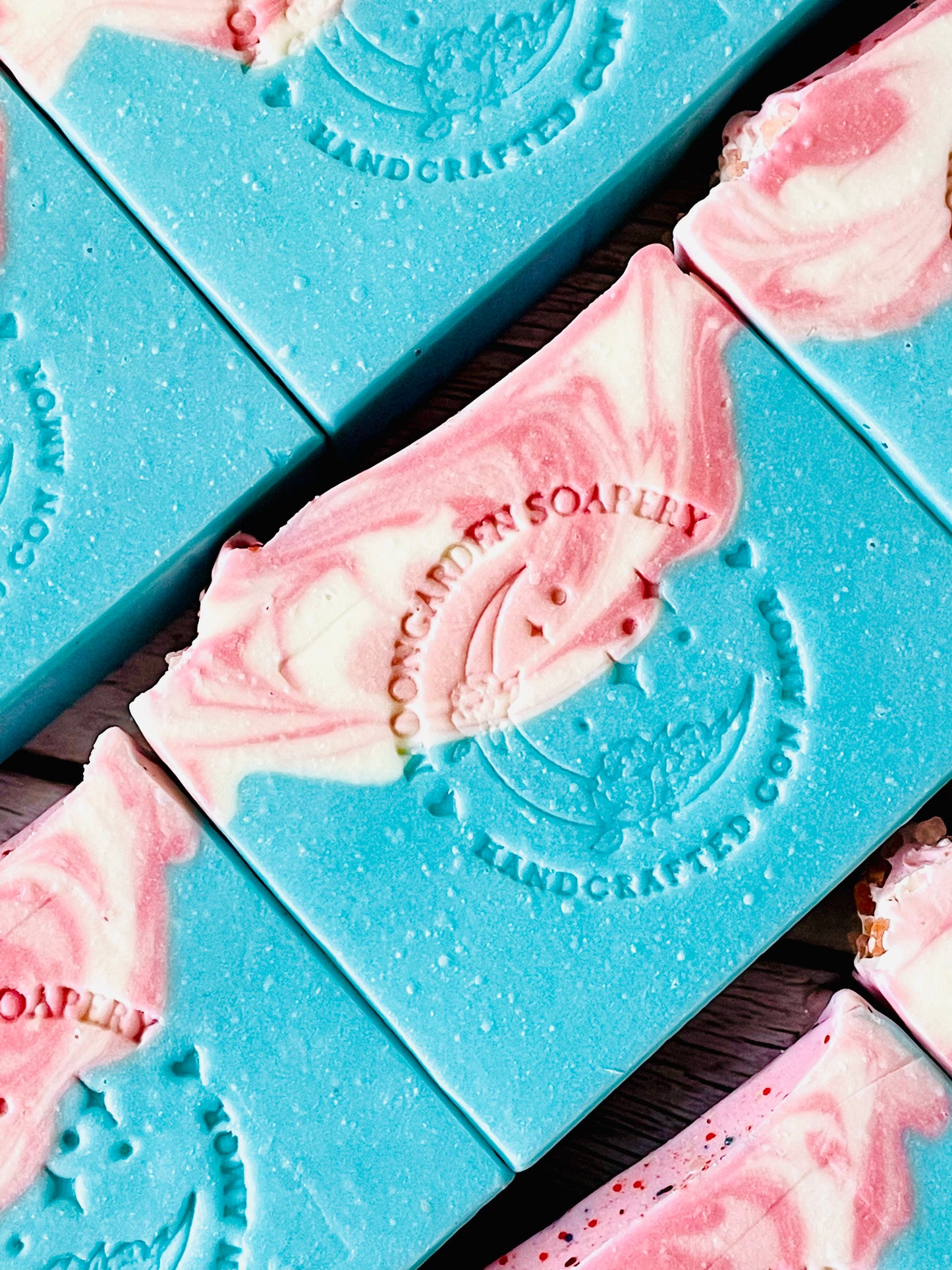 A closeup of some Forever Young bar soaps.