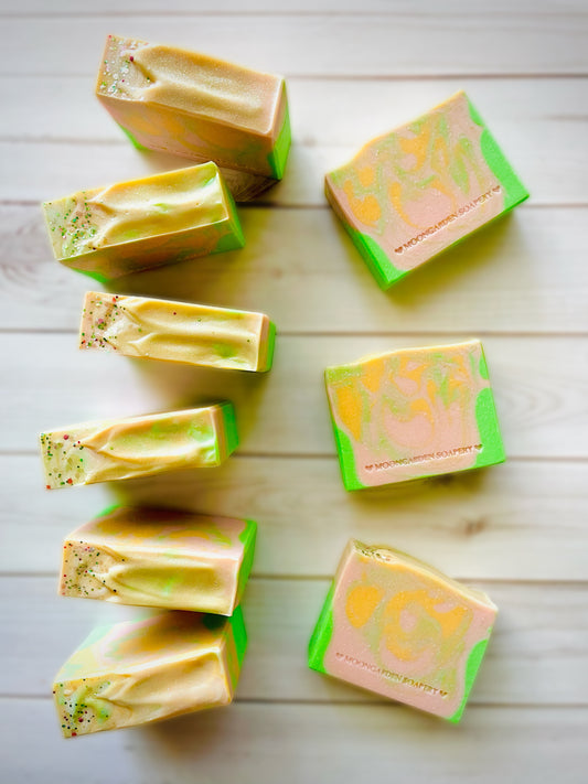 Nine bars of handmade soap. 