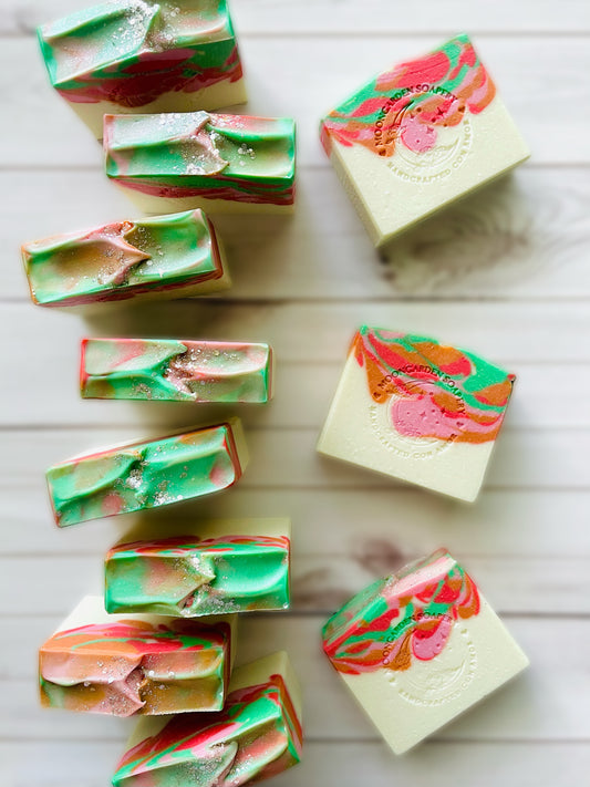 Eleven bars of handmade soap. 