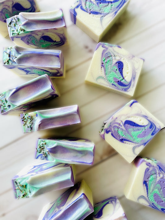 Thirteen bars of handmade soap. 