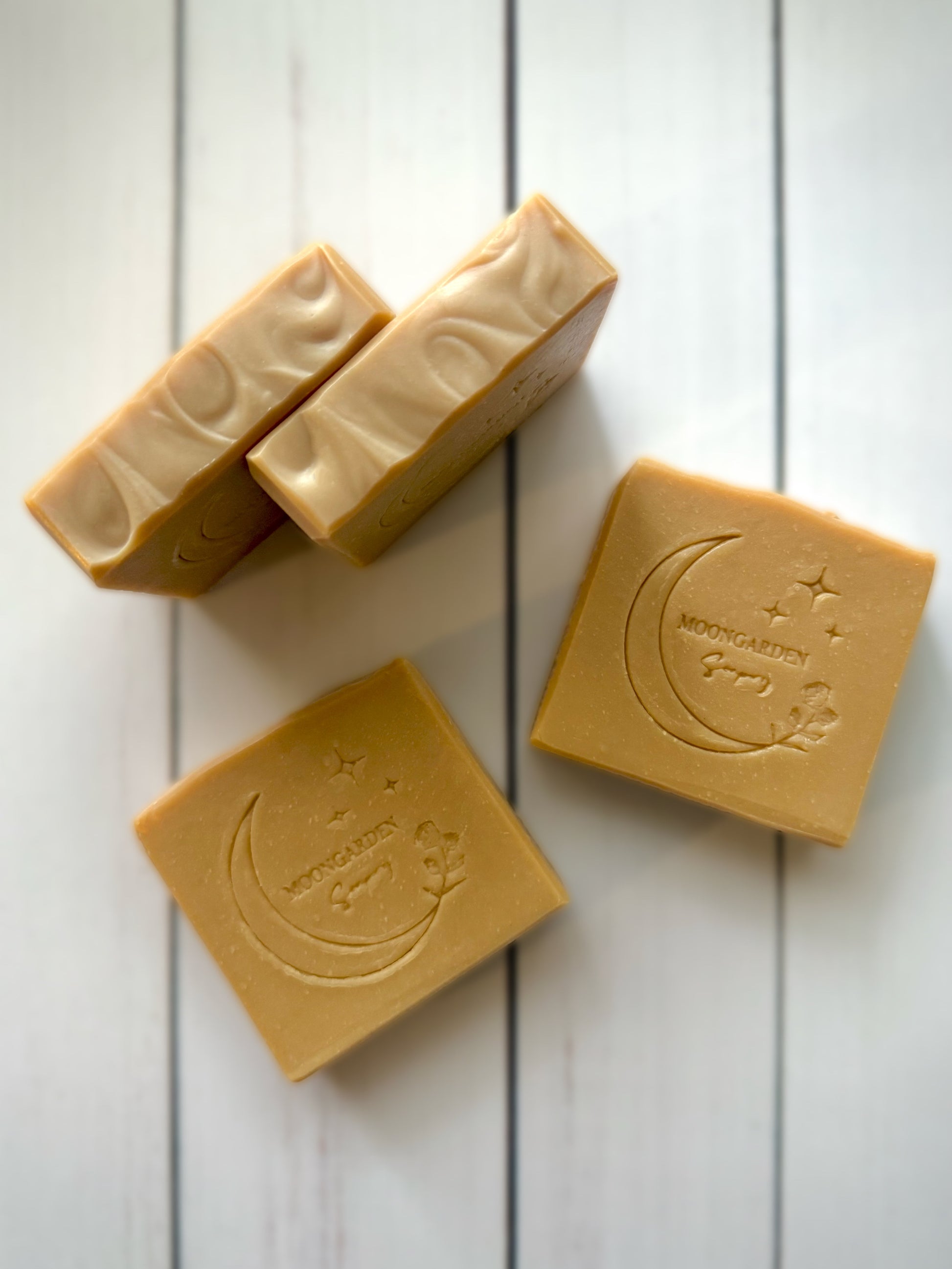 Four bars of handmade soap. 