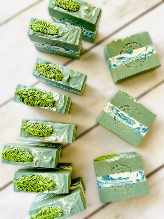 Eleven bars of handmade soap. 