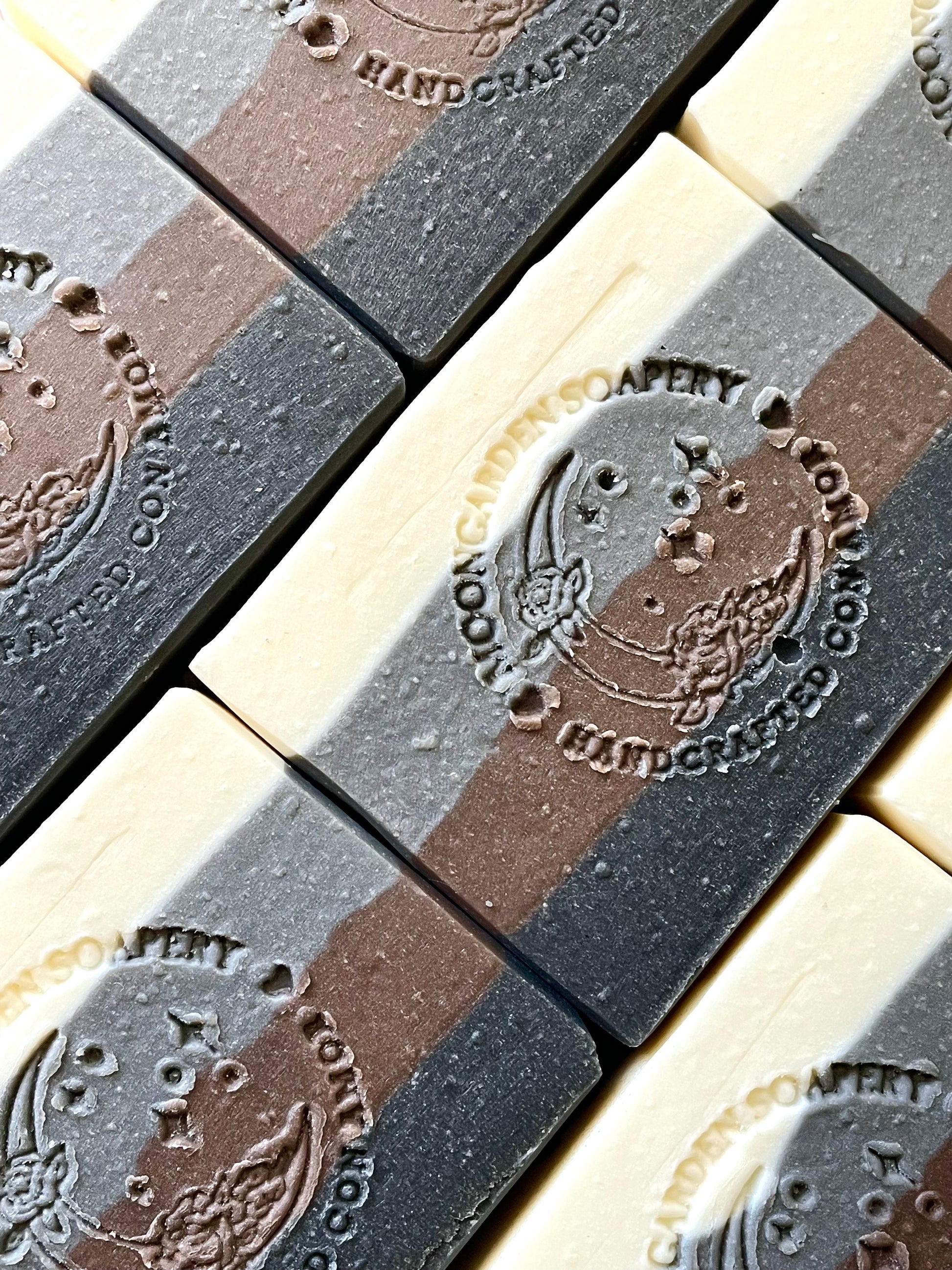 A closeup of some of The Local Barber bar soaps. 