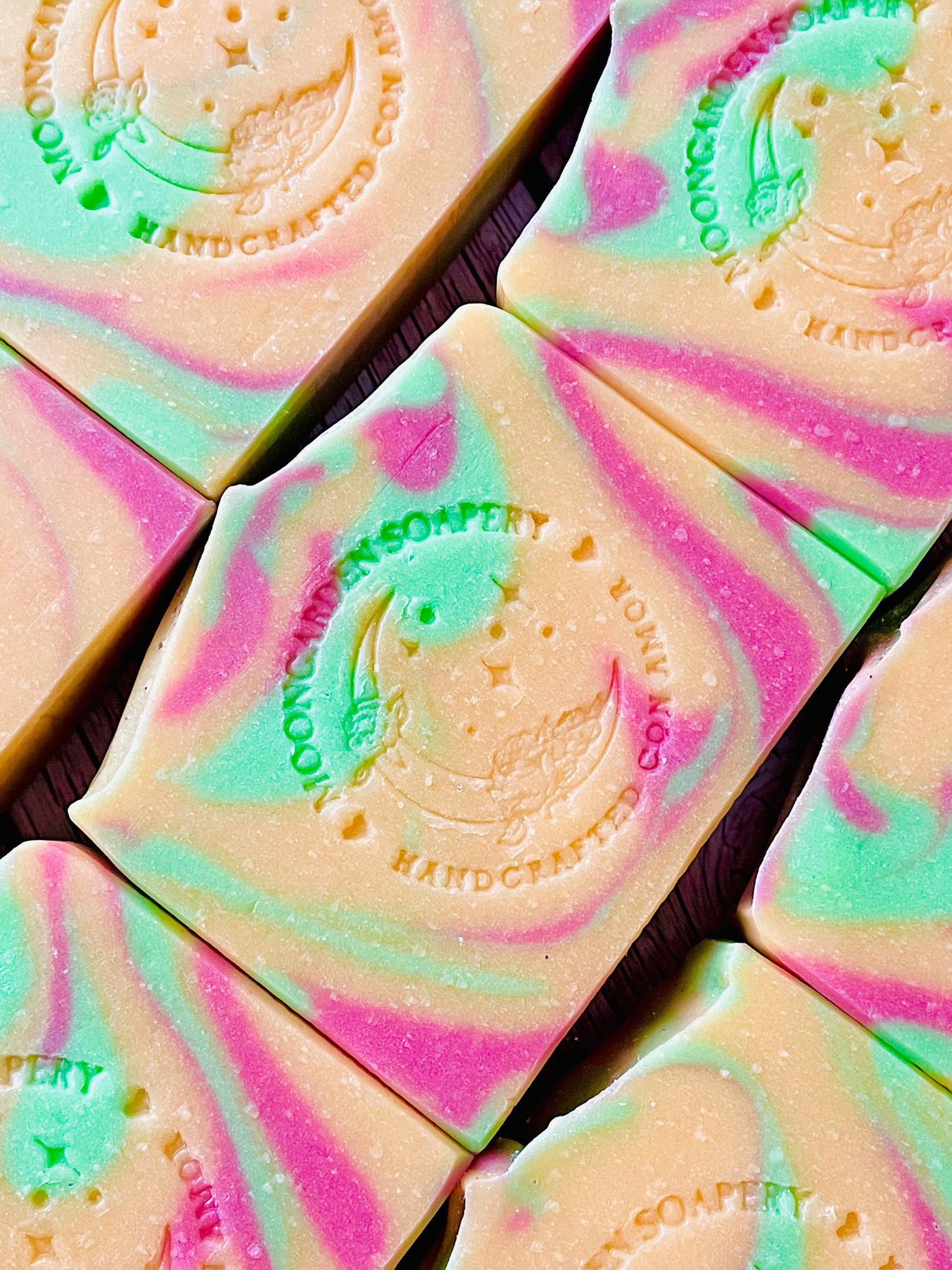 A closeup of some of Da Bomb bar soaps. 