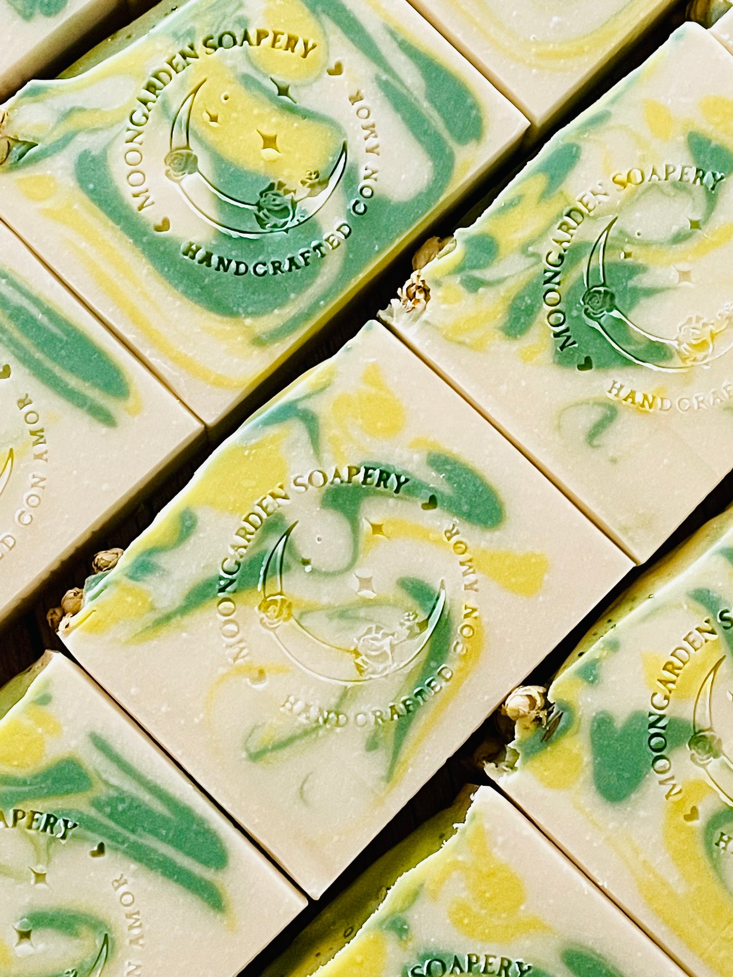 A closeup of some Honorable G. bar soaps. 