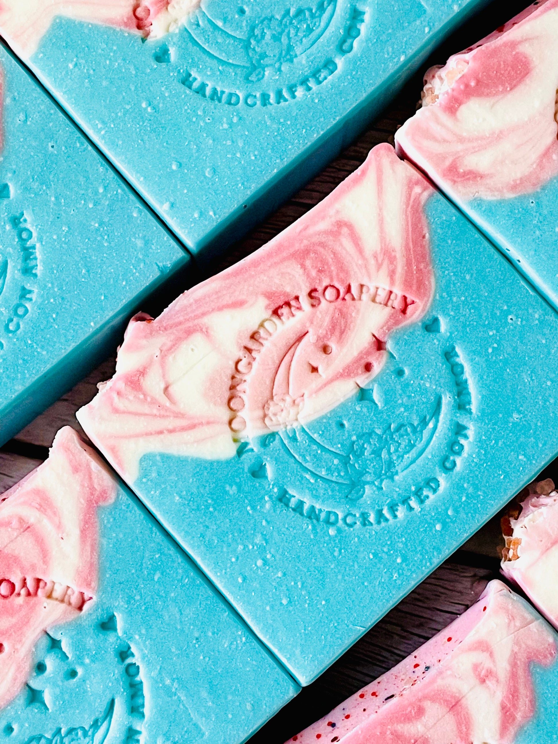 A closeup of some Forever Young bar soaps. 